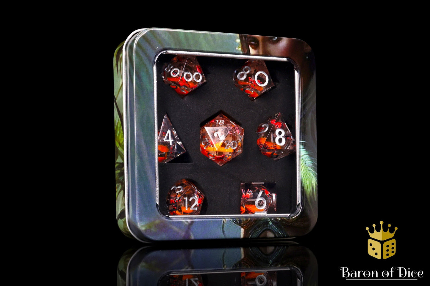 Autumn Cherry Blossom Liquid Core RPG Dice Set - 7 Pieces