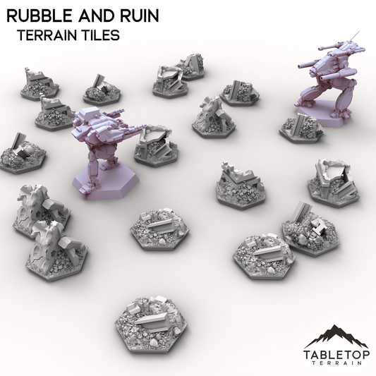 HEXTECH Rubble and Ruin Terrain Tiles - 6mm