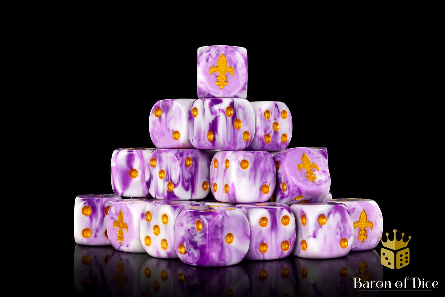 Fleur De Lis 16mm Dice - Purple