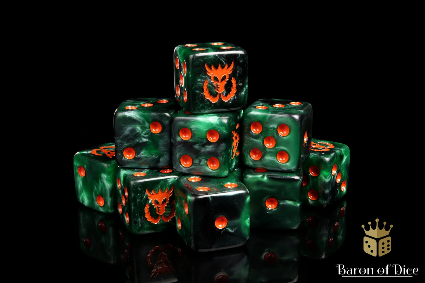 Flaming Drake 16mm Dice