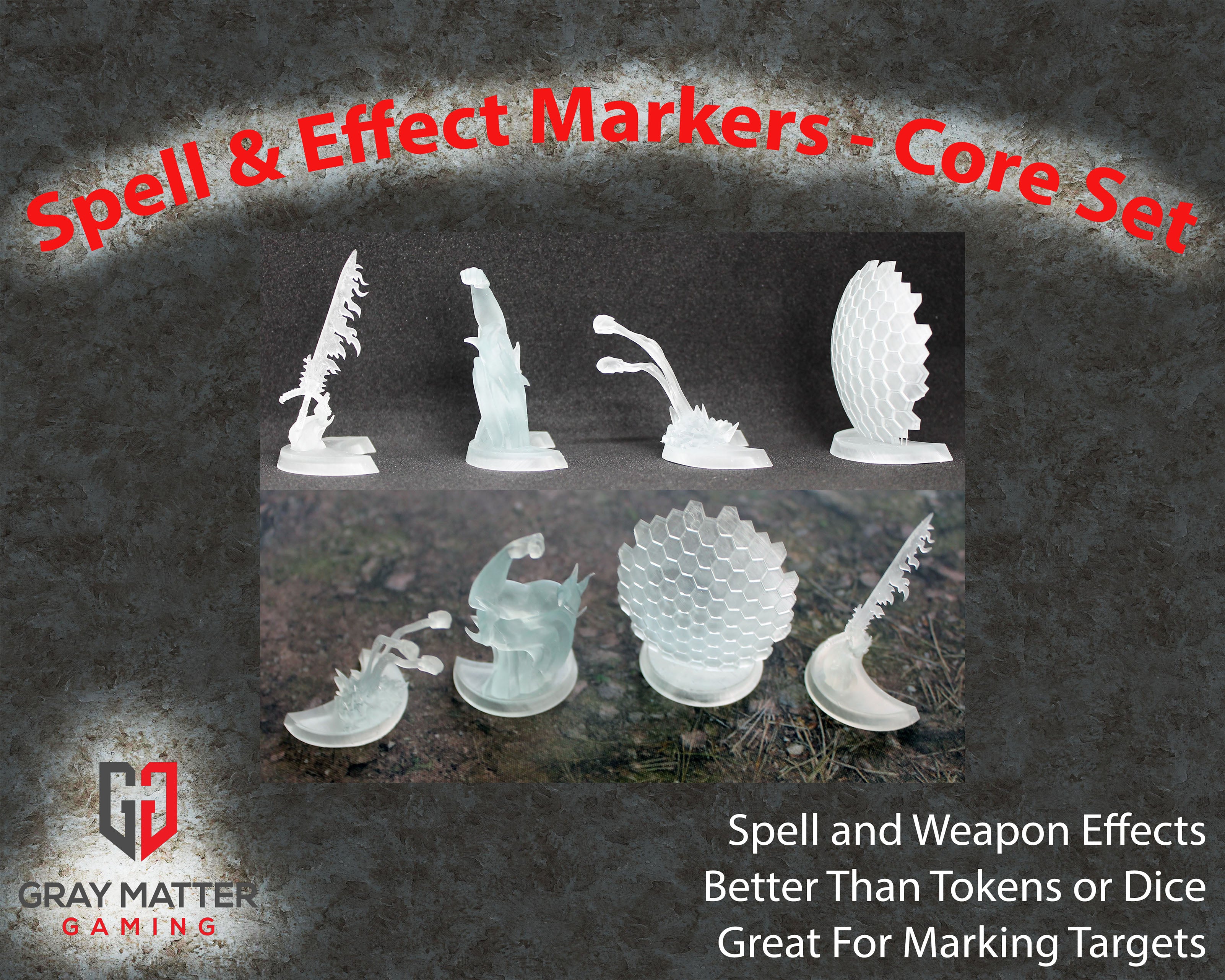 3D Printed Spell & Effect Tokens \ Markers – Gray Matter Gaming