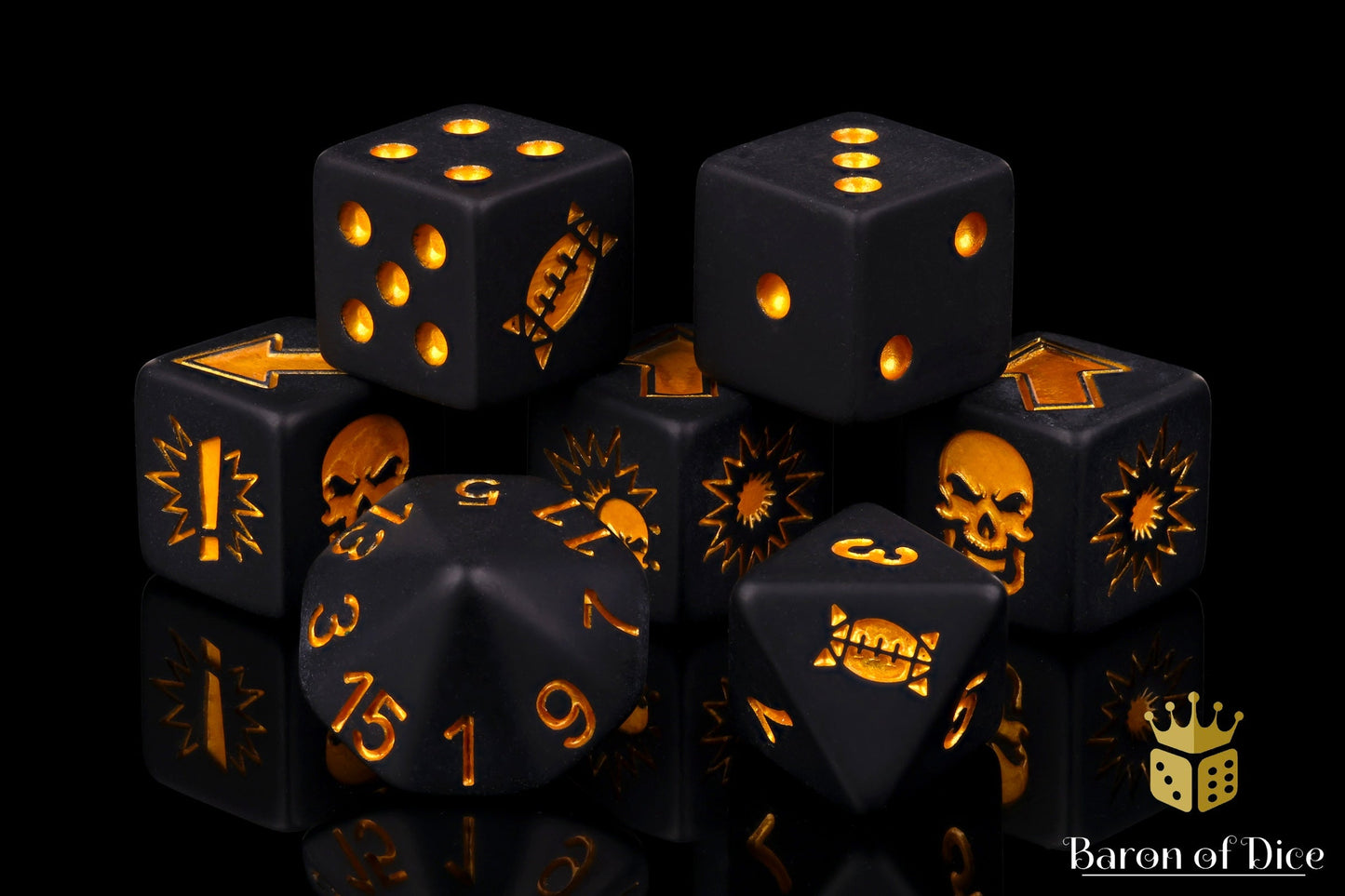 Matte Black - Bloody Football Dice (Set of 7)