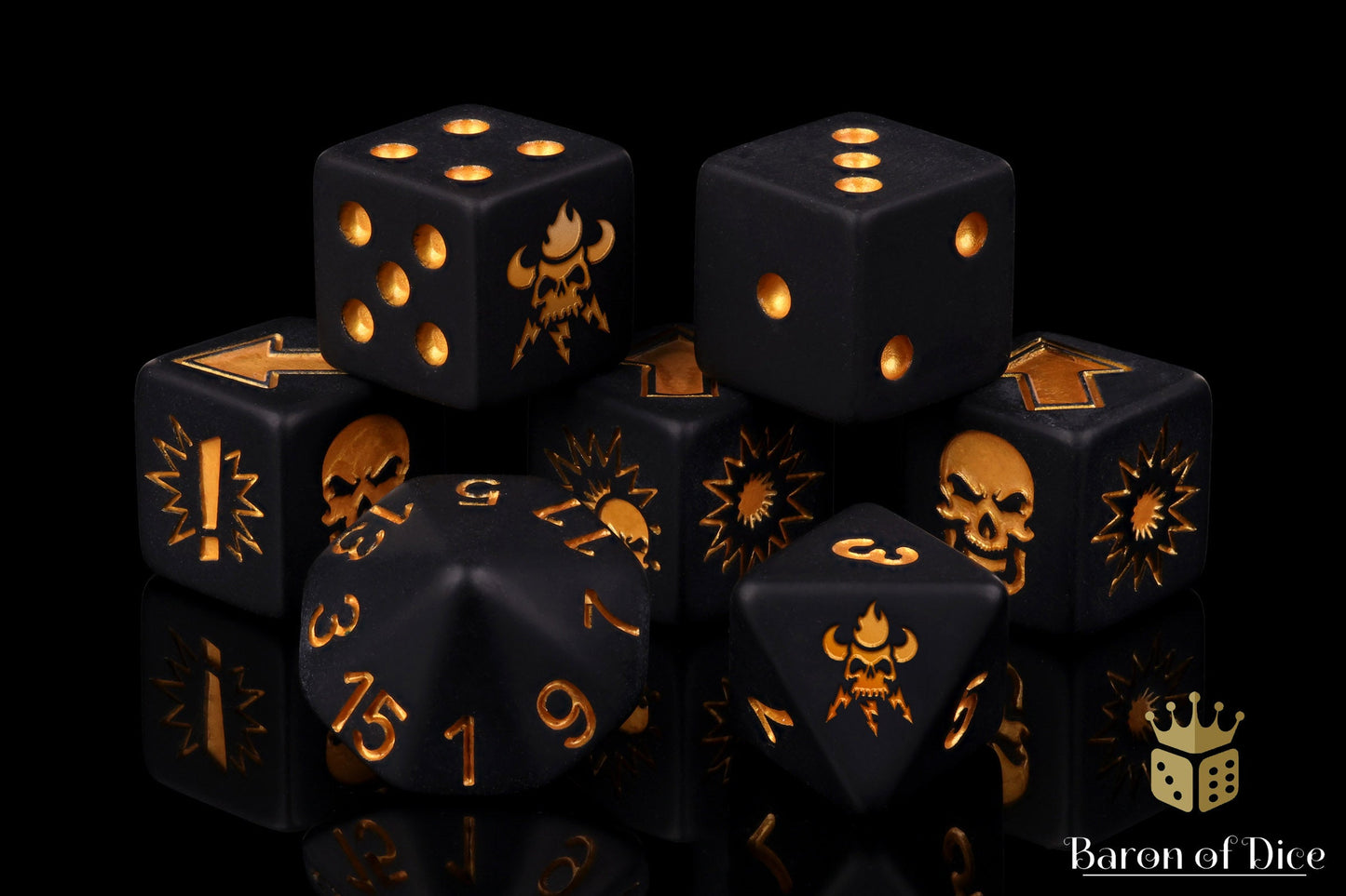 Matte Black - Bloody Football Dice (Set of 7)