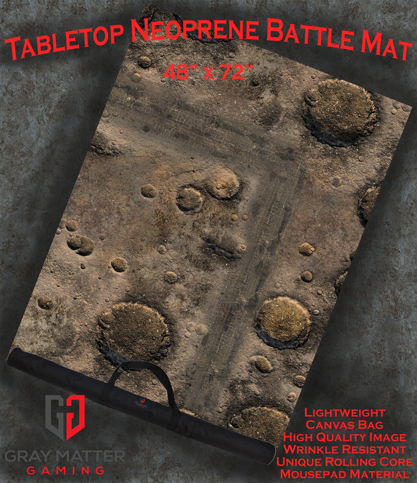 Blasted Battlefield - Neoprene Battle Mat - Warhammer, AoS, 40K, Kill Team, MCP, Shatterpoint, Legion, More