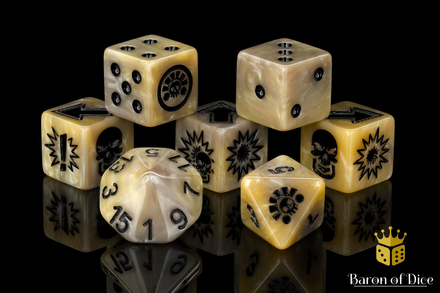 Bone - Bloody Football Dice (Set of 7)