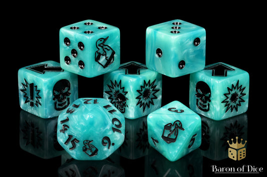 Ethereal Blue - Bloody Football Dice (Set of 7)