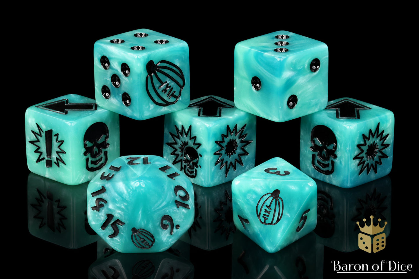 Ethereal Blue - Bloody Football Dice (Set of 7)