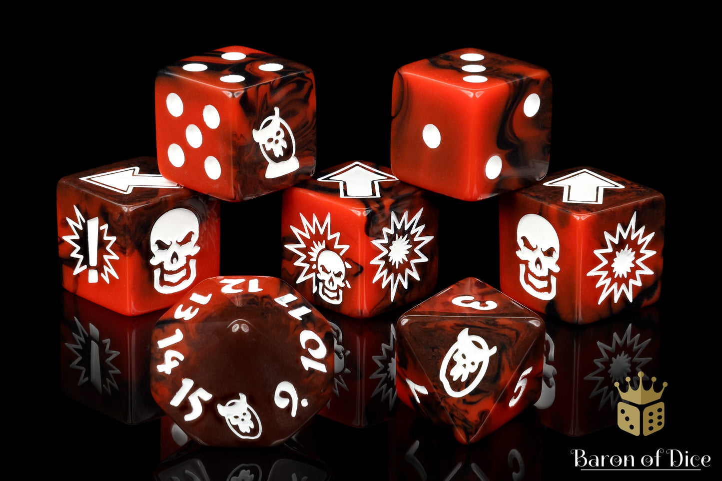 Chaos Red - Bloody Football Dice (Set of 7)