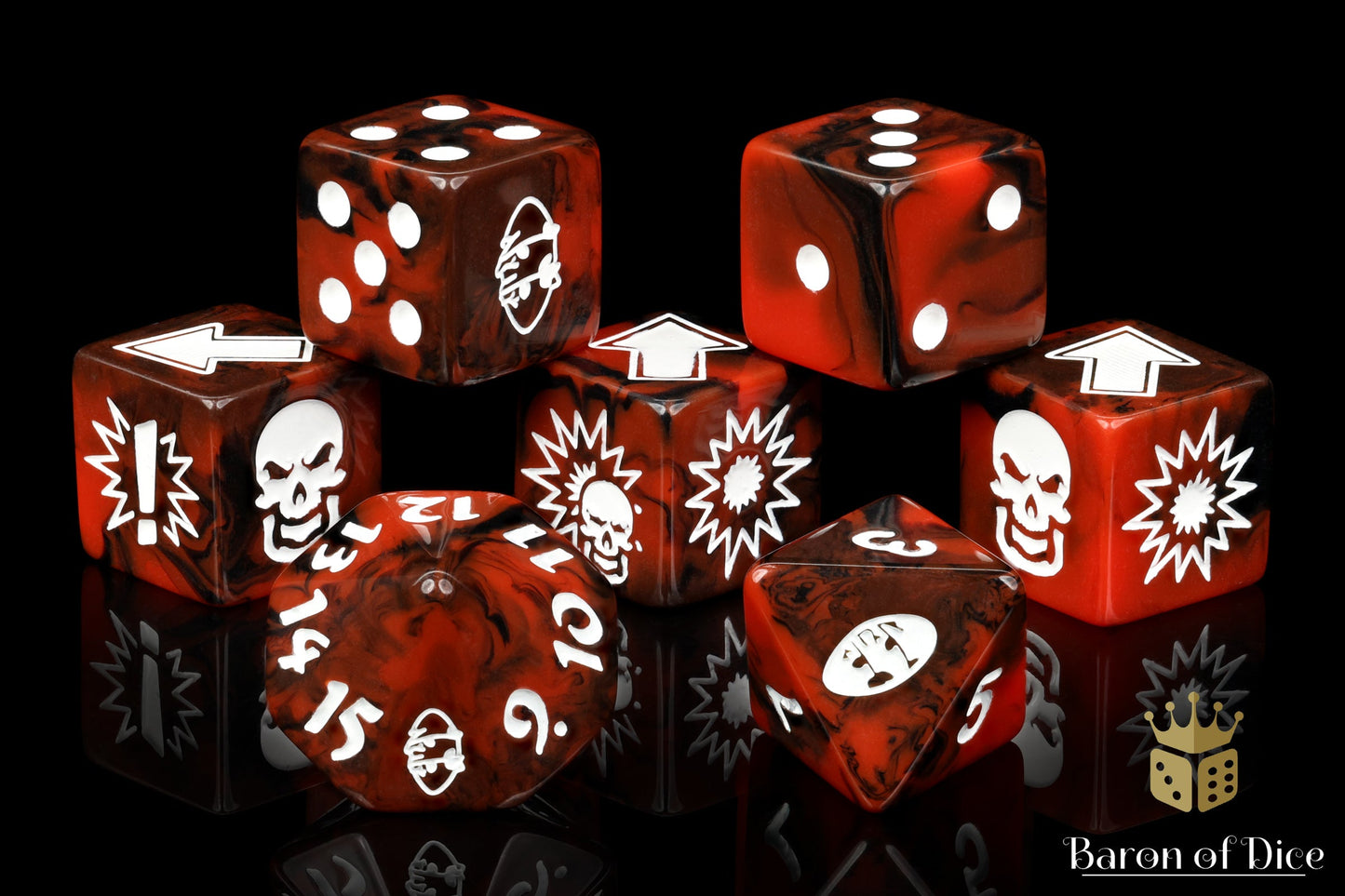 Chaos Red - Bloody Football Dice (Set of 7)