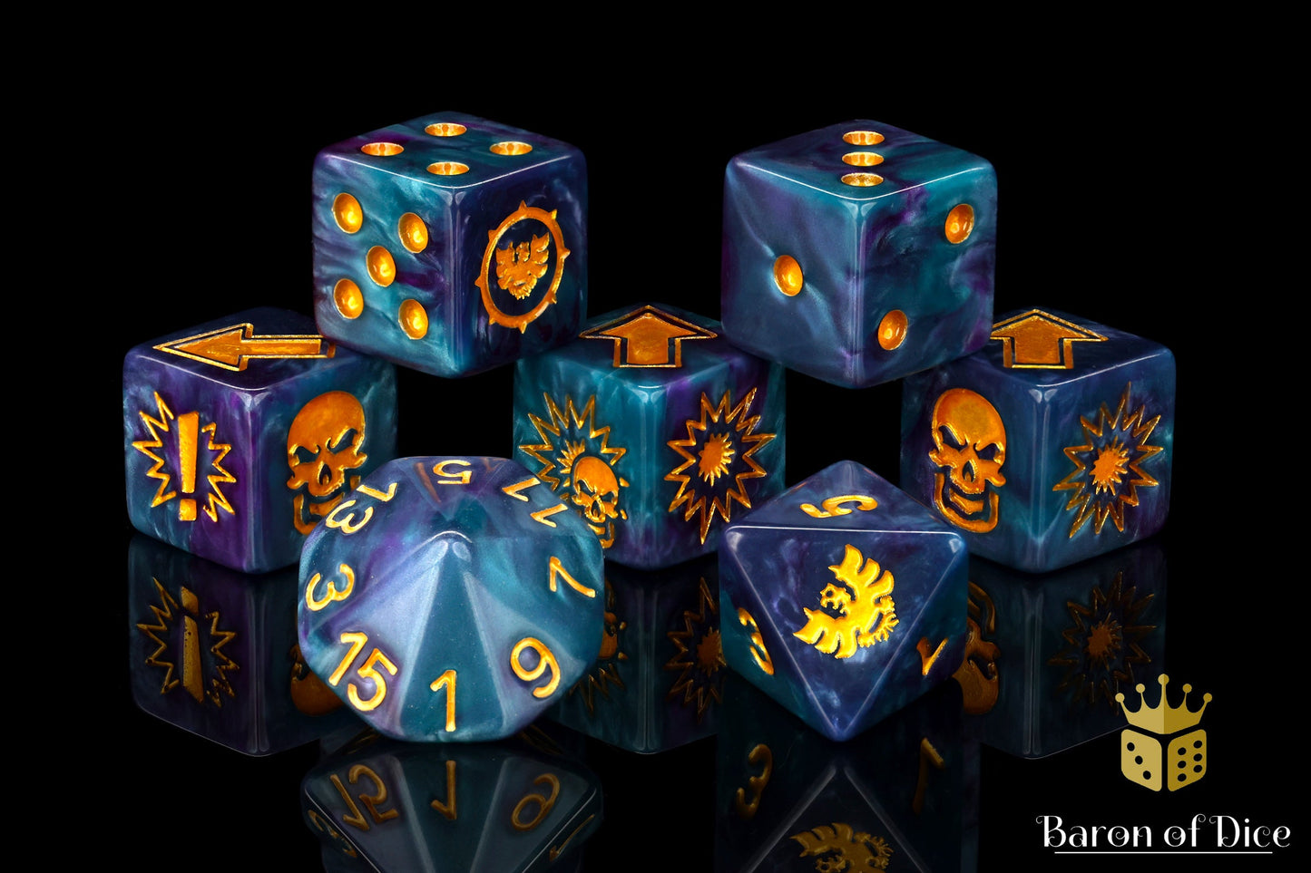 Tanzanite - Bloody Football Dice (Set of 7)