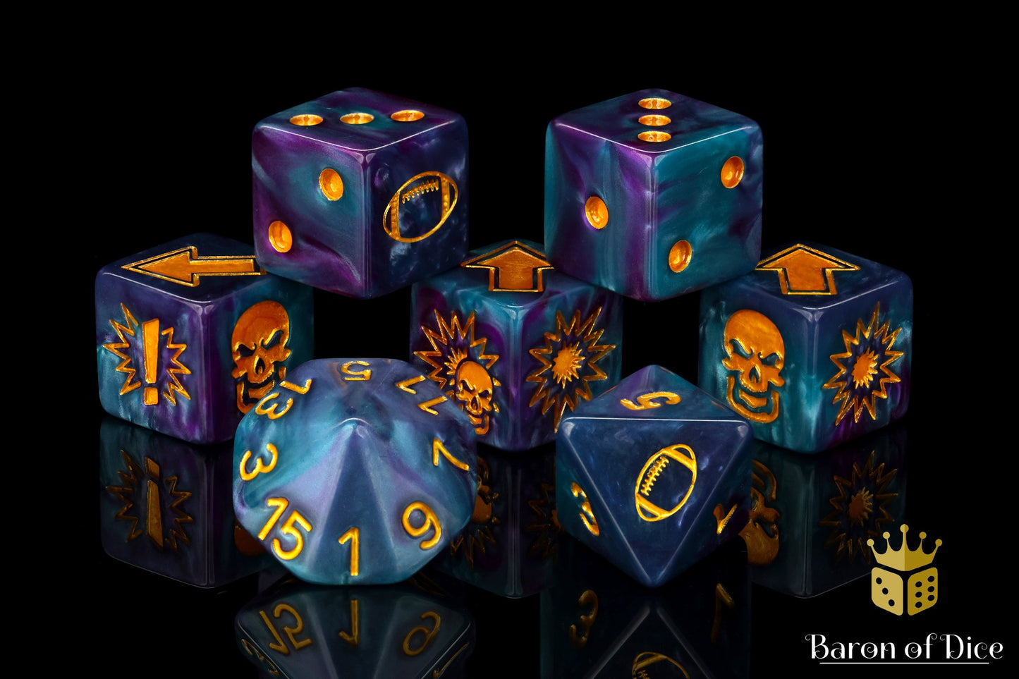 Tanzanite - Bloody Football Dice (Set of 7)