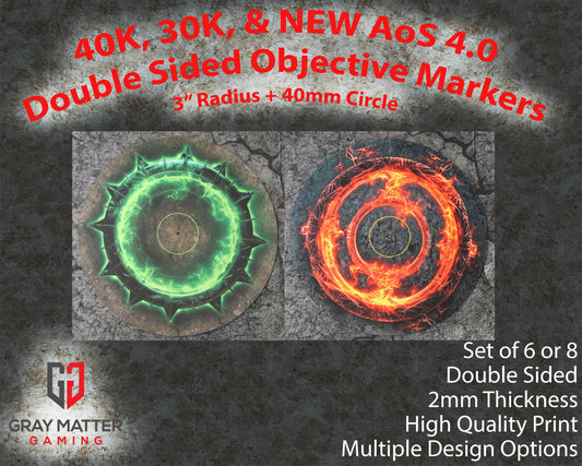 Warhammer 40k and AoS4 Neoprene Objective Markers - Green and Flaming Portal