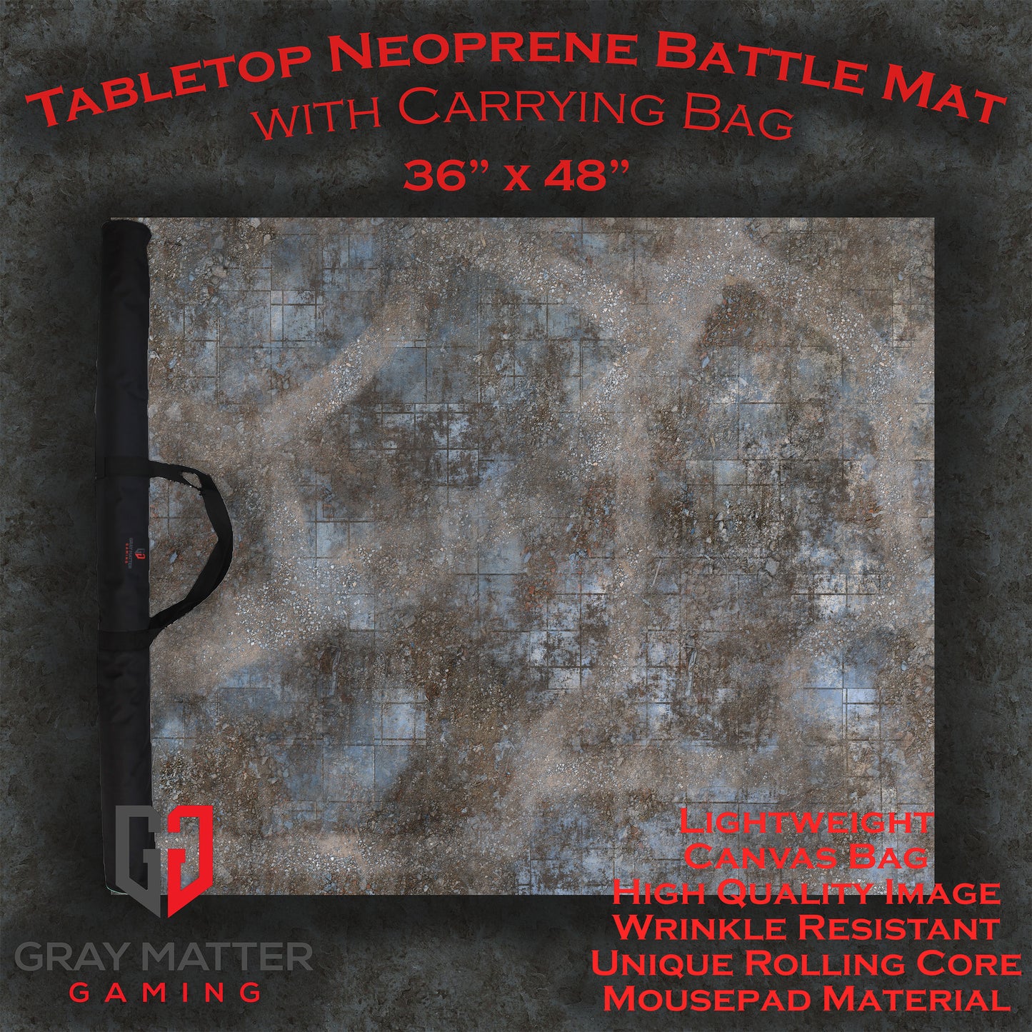 Urban Ruins - Neoprene Battle Mat - Warhammer, AoS, 40K, Kill Team, MCP, Shatterpoint, Legion, Deadzone, More