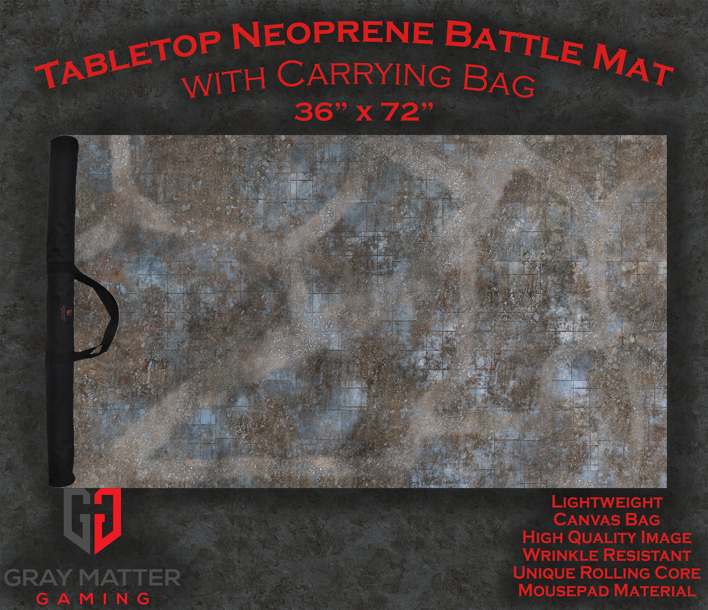 Urban Ruins - Neoprene Battle Mat - Warhammer, AoS, 40K, Kill Team, MCP, Shatterpoint, Legion, Deadzone, More
