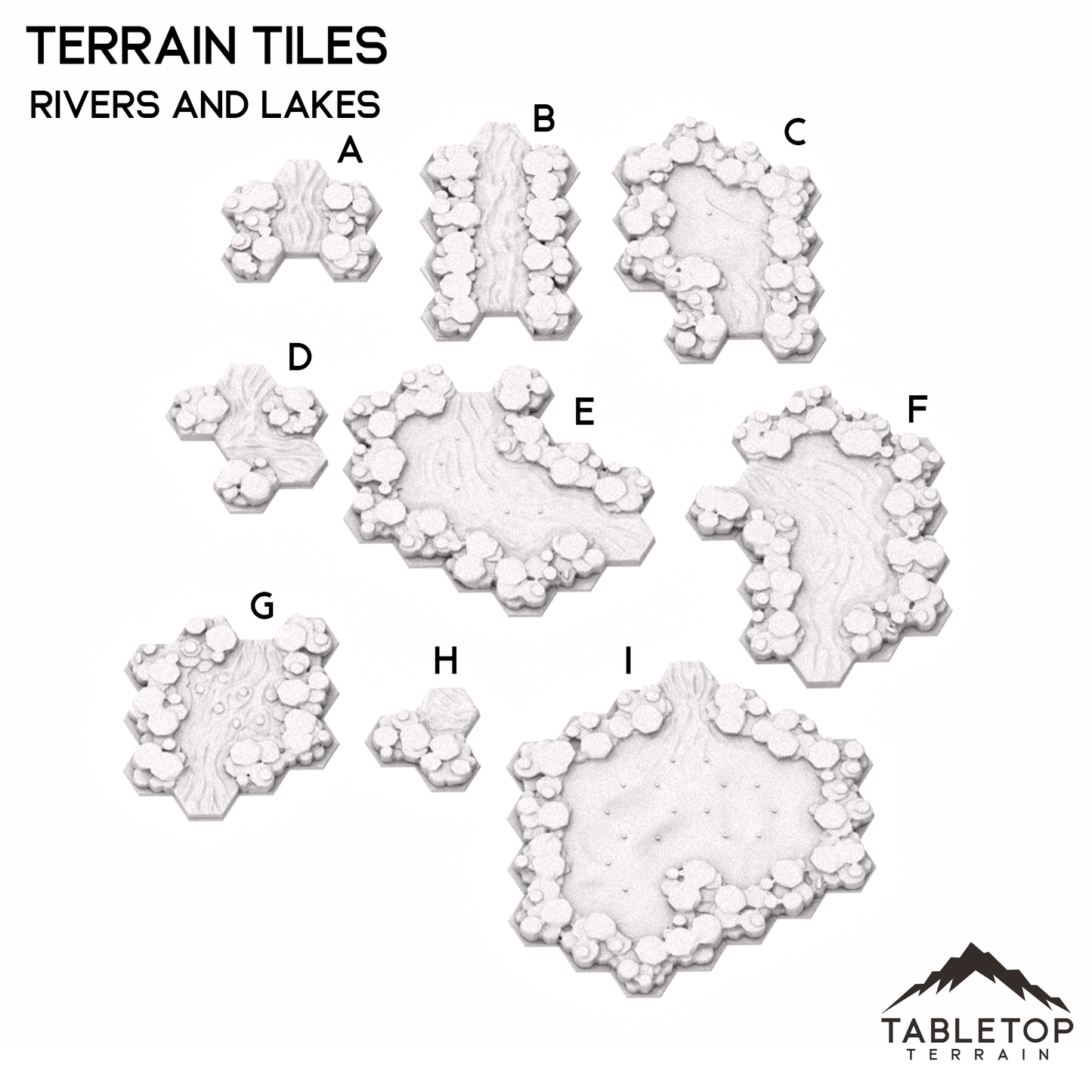 HEXTECH Rivers and Lakes Terrain Tiles - 6mm