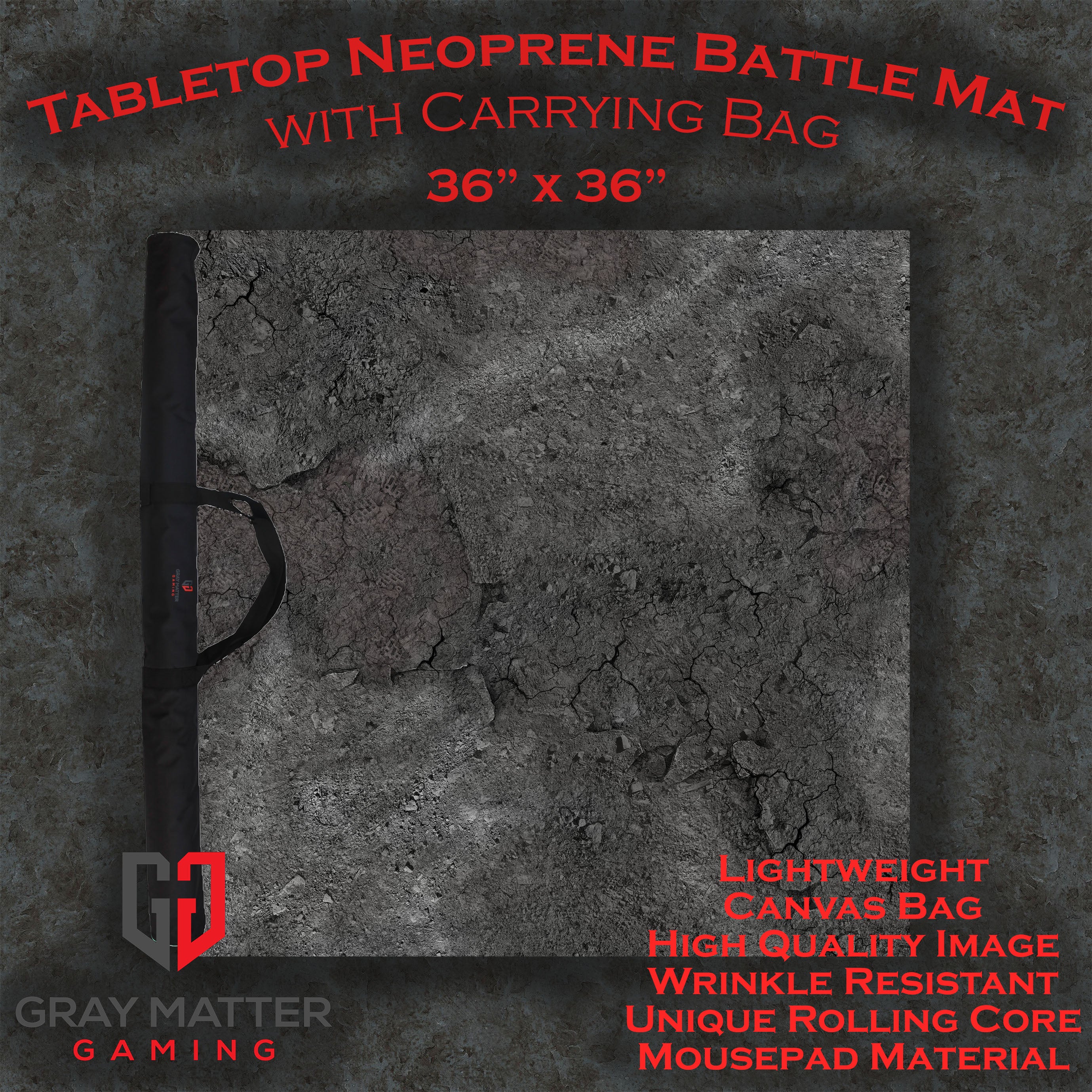 Ashen Wastelands Battle Mat - 44x60, 36x36, 22x30 - Wargaming